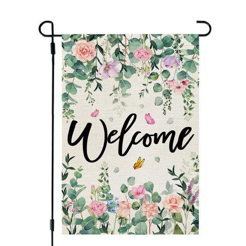 CROWNED BEAUTY CF1768-12 spring garden flag floral front view enhances curb appeal