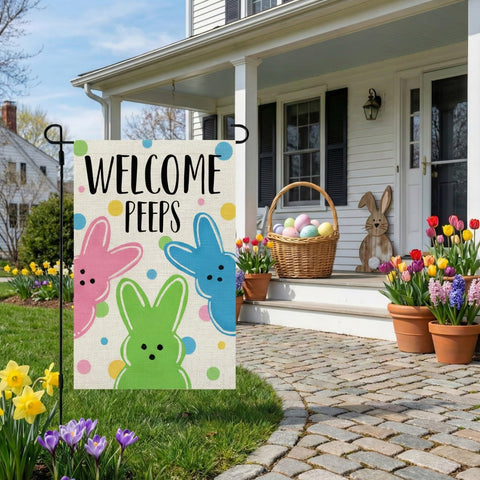 CROWNED BEAUTY double-sided garden flag for outdoor display from both sides.