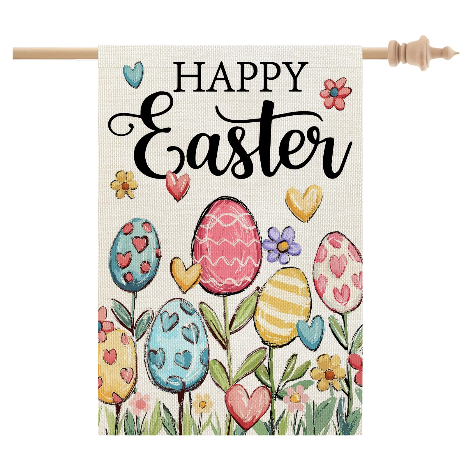 CROWNED BEAUTY Easter flag 28x40, double-sided for outdoor welcome from both sides