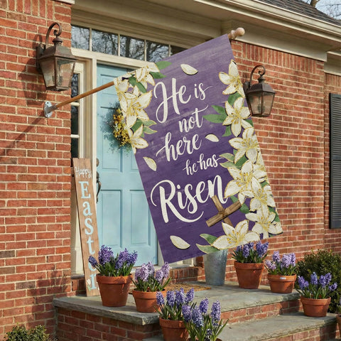 CROWNED BEAUTY Easter flag back view showing double-sided print