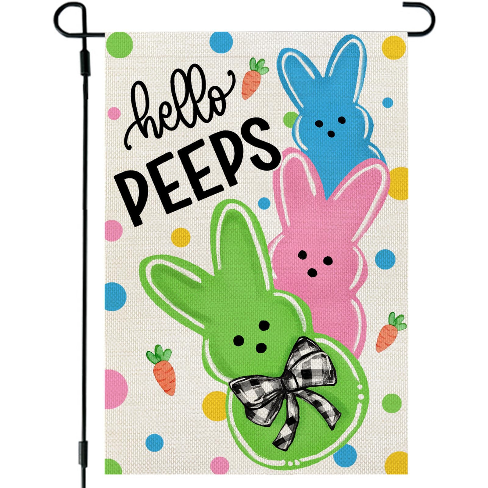 CROWNED BEAUTY Bunny Peeps Easter flag adds cheerful outdoor curb appeal.