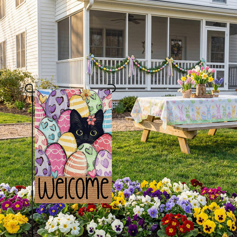 CROWNED BEAUTY Easter flag featuring floral design for curb appeal.