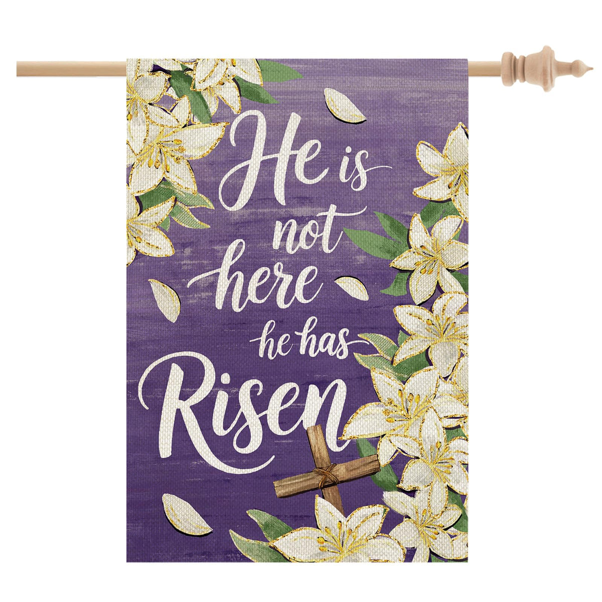 CROWNED BEAUTY Easter flag front view with lily design for outdoor display