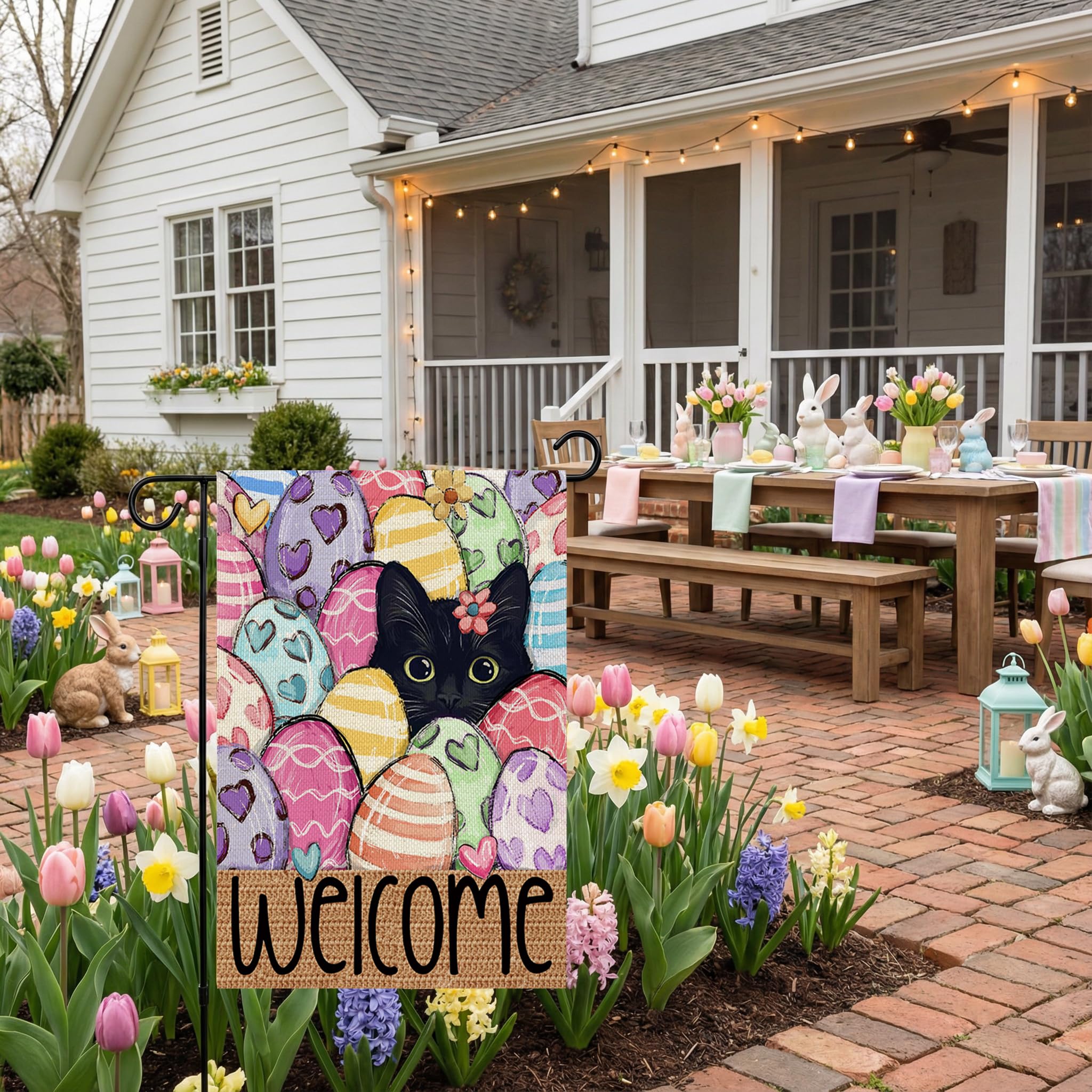 CROWNED BEAUTY outdoor decor flag enhancing lawn and garden areas.