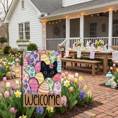 CROWNED BEAUTY outdoor decor flag enhancing lawn and garden areas.