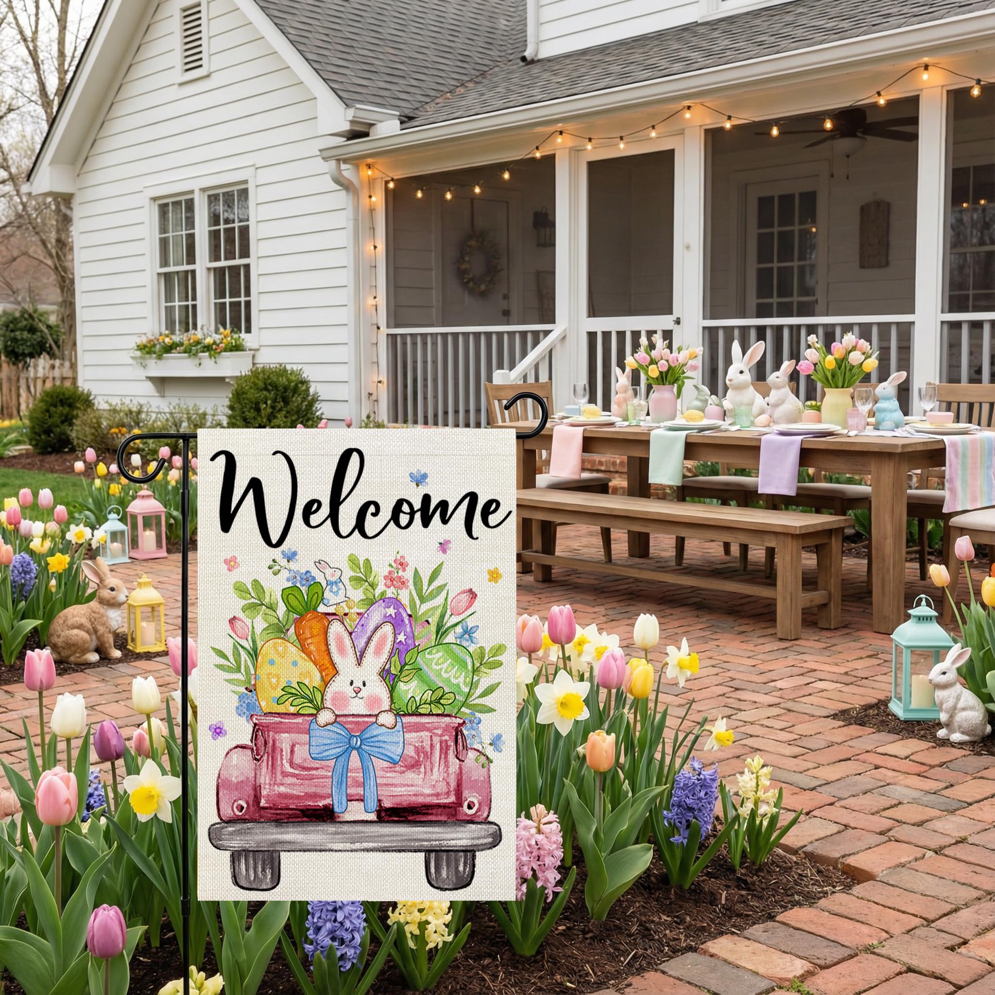 CROWNED BEAUTY Easter flag is a versatile home decor accent.