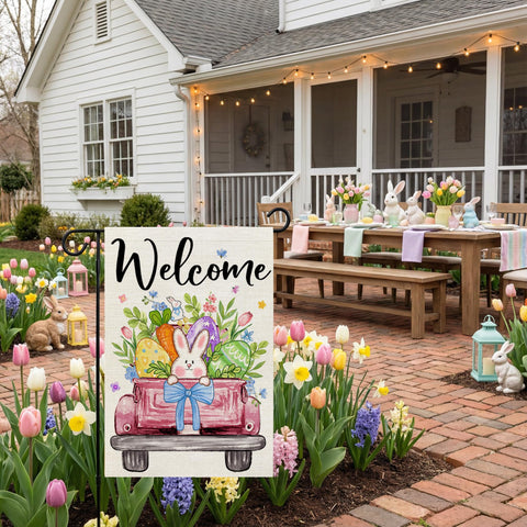 CROWNED BEAUTY Easter flag is a versatile home decor accent.