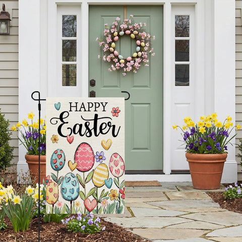 CROWNED BEAUTY Easter Garden Flag highlights crosses for a joyful Easter welcome.
