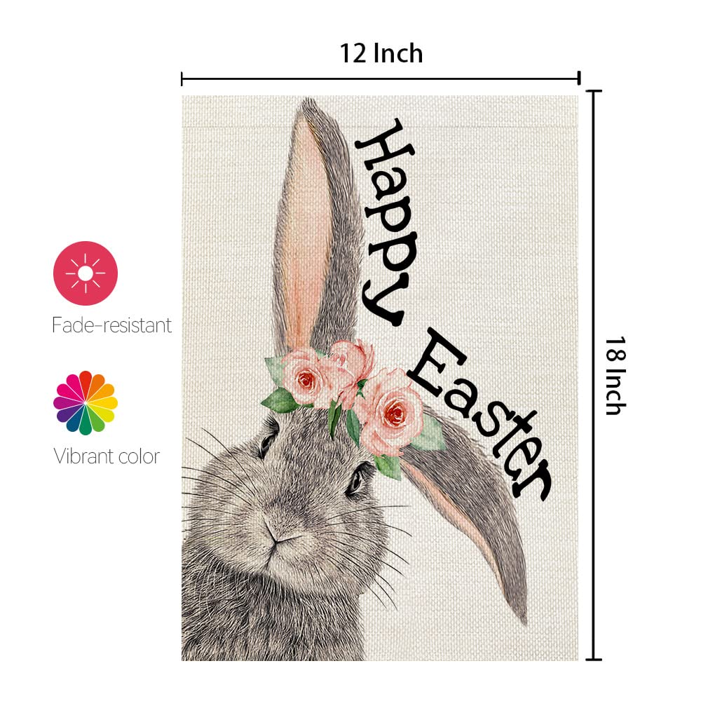 CROWNED BEAUTY Easter Garden Flag in a garden setting for easy display.
