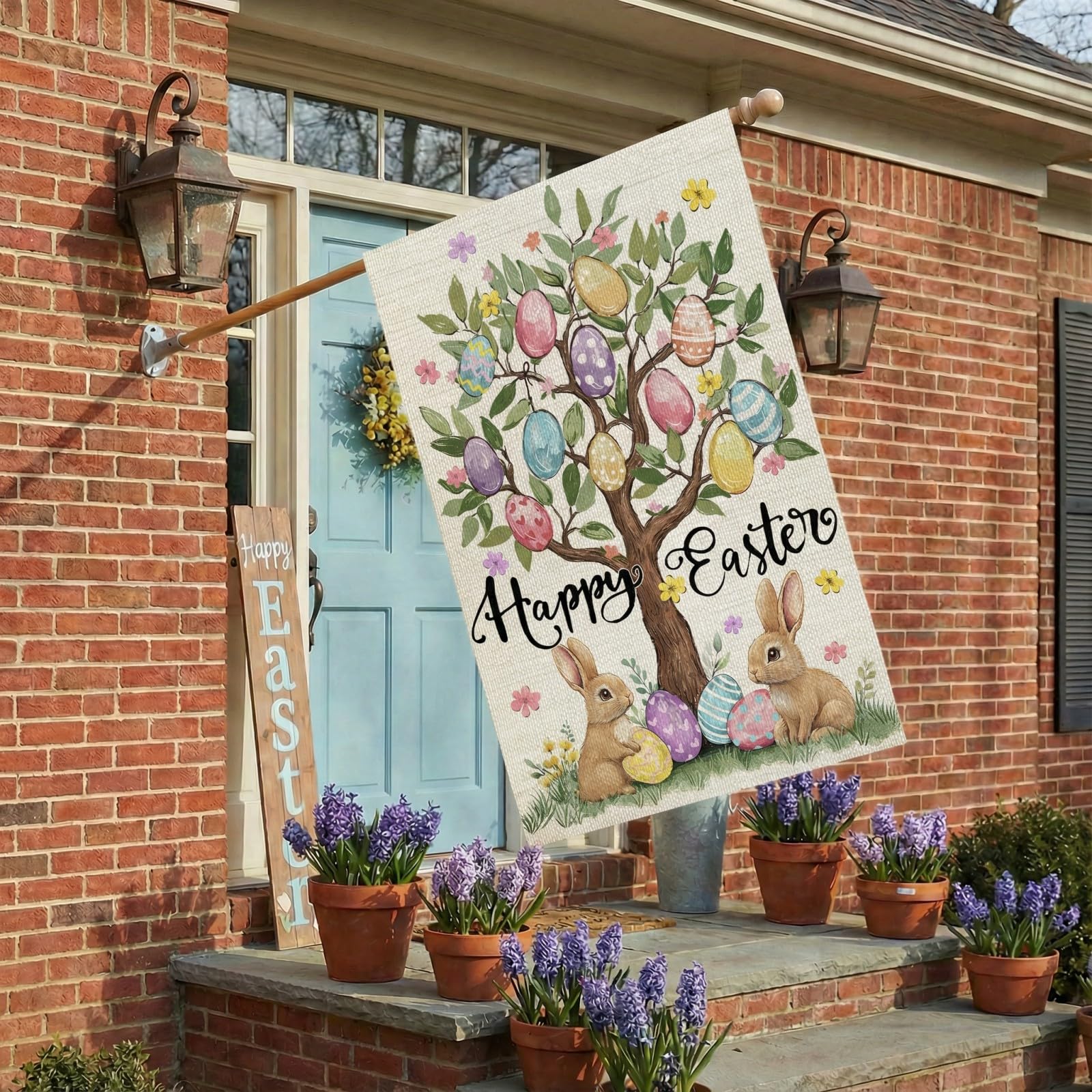 CROWNED BEAUTY Easter flag double-sided design stays visible from any angle