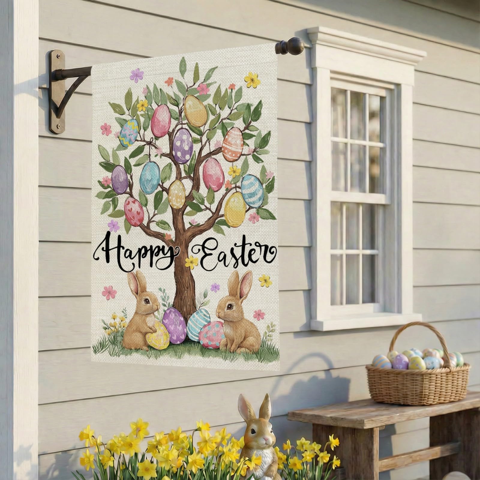 CROWNED BEAUTY polyester fabric flag resists fading for outdoor use