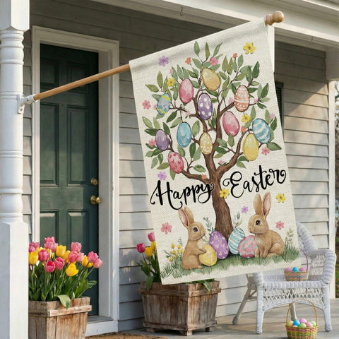 CROWNED BEAUTY Easter flag sleeve hanger enables quick outdoor setup