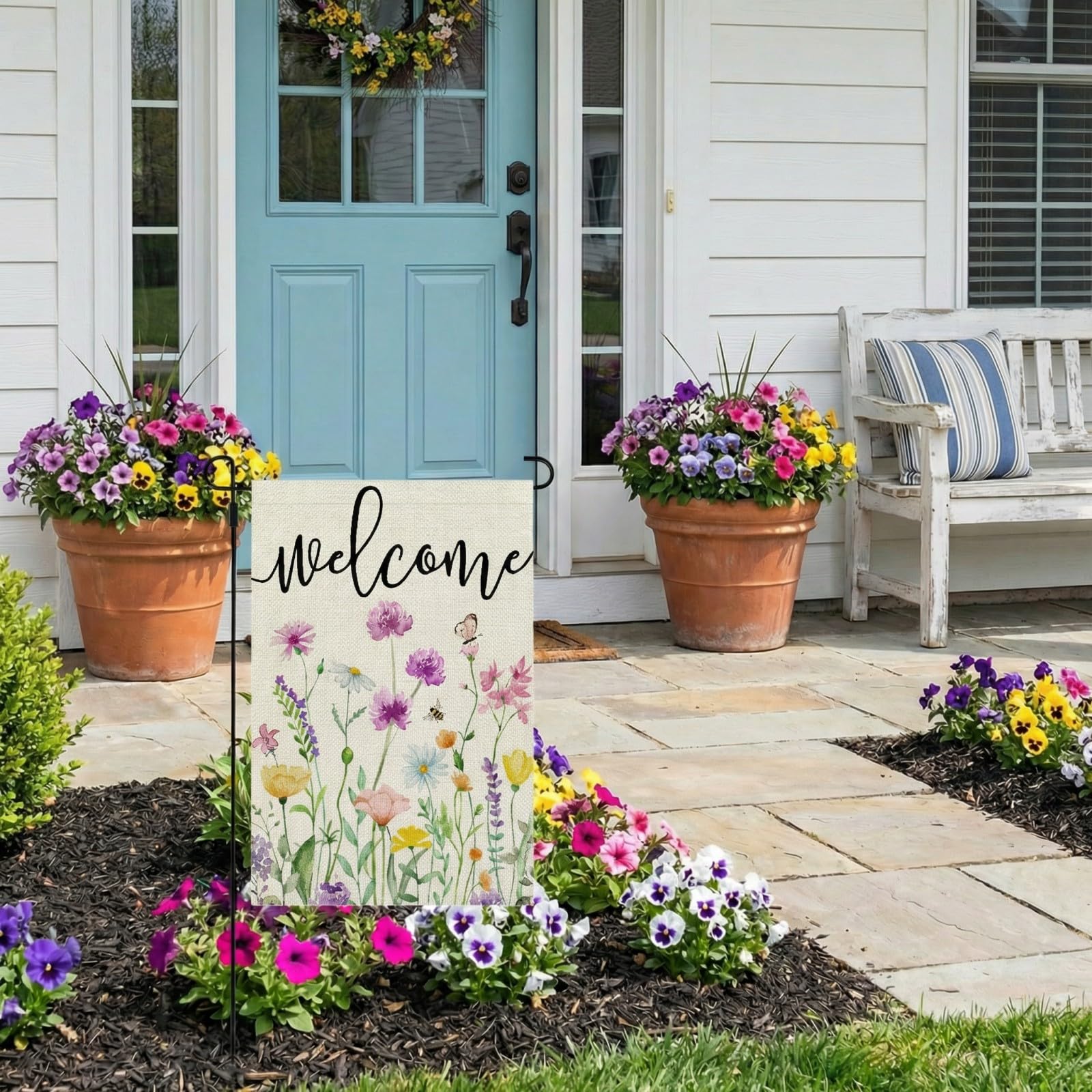 CROWNED BEAUTY Floral design flag closeup showing vibrant colors