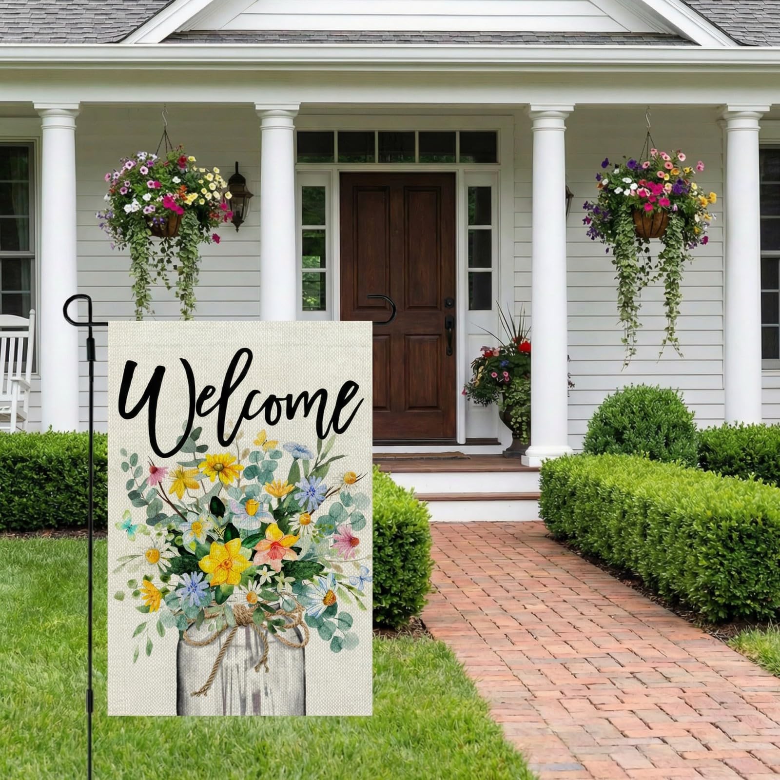 CROWNED BEAUTY greenery bouquet accent enhances yard or patio ambience.