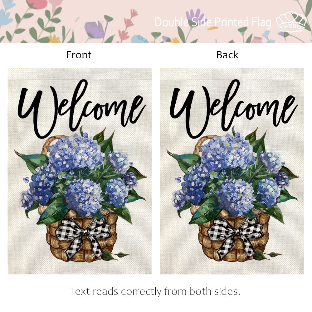 CROWNED BEAUTY Hydrangea garden flag fits standard 12x18 flag stands.