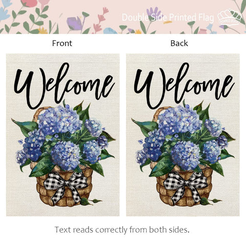 CROWNED BEAUTY Hydrangea garden flag fits standard 12x18 flag stands.