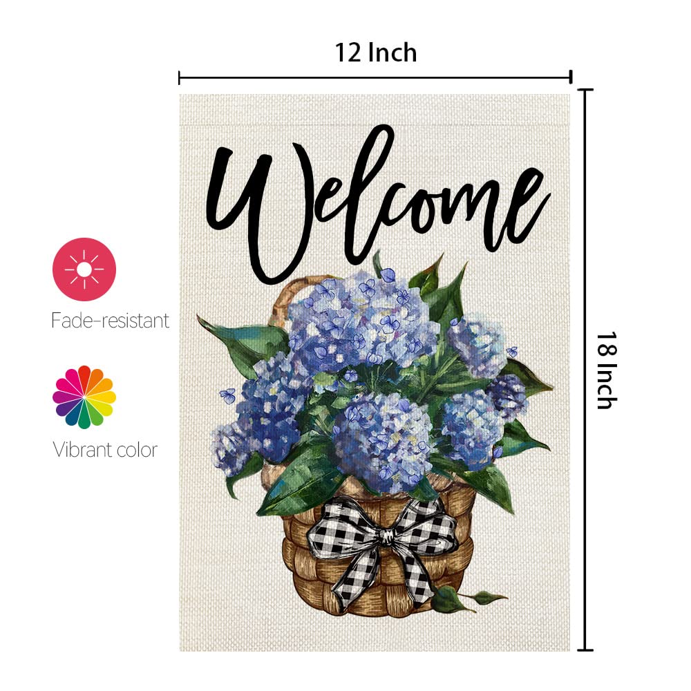 CROWNED BEAUTY Hydrangea garden flag durable weather-resistant polyester for outdoor use.