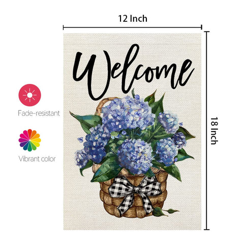 CROWNED BEAUTY Hydrangea garden flag durable weather-resistant polyester for outdoor use.