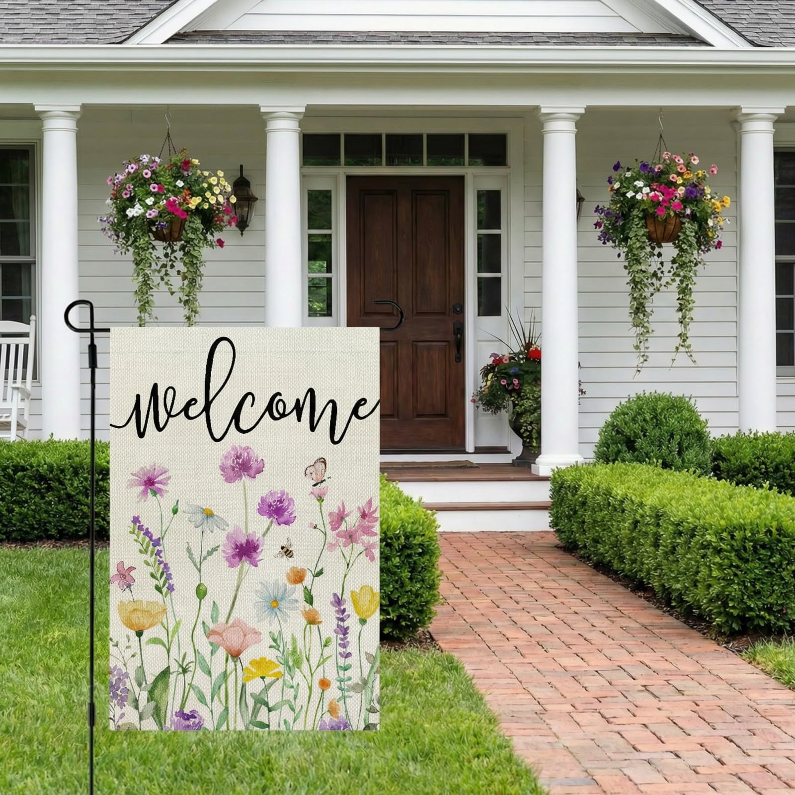 CROWNED BEAUTY Outdoor welcome flag 12x18 ready for garden display