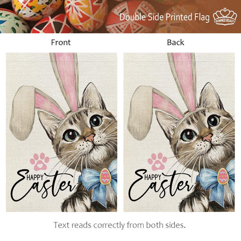 CROWNED BEAUTY Rabbit-ear cat design highlighting a festive Easter motif.