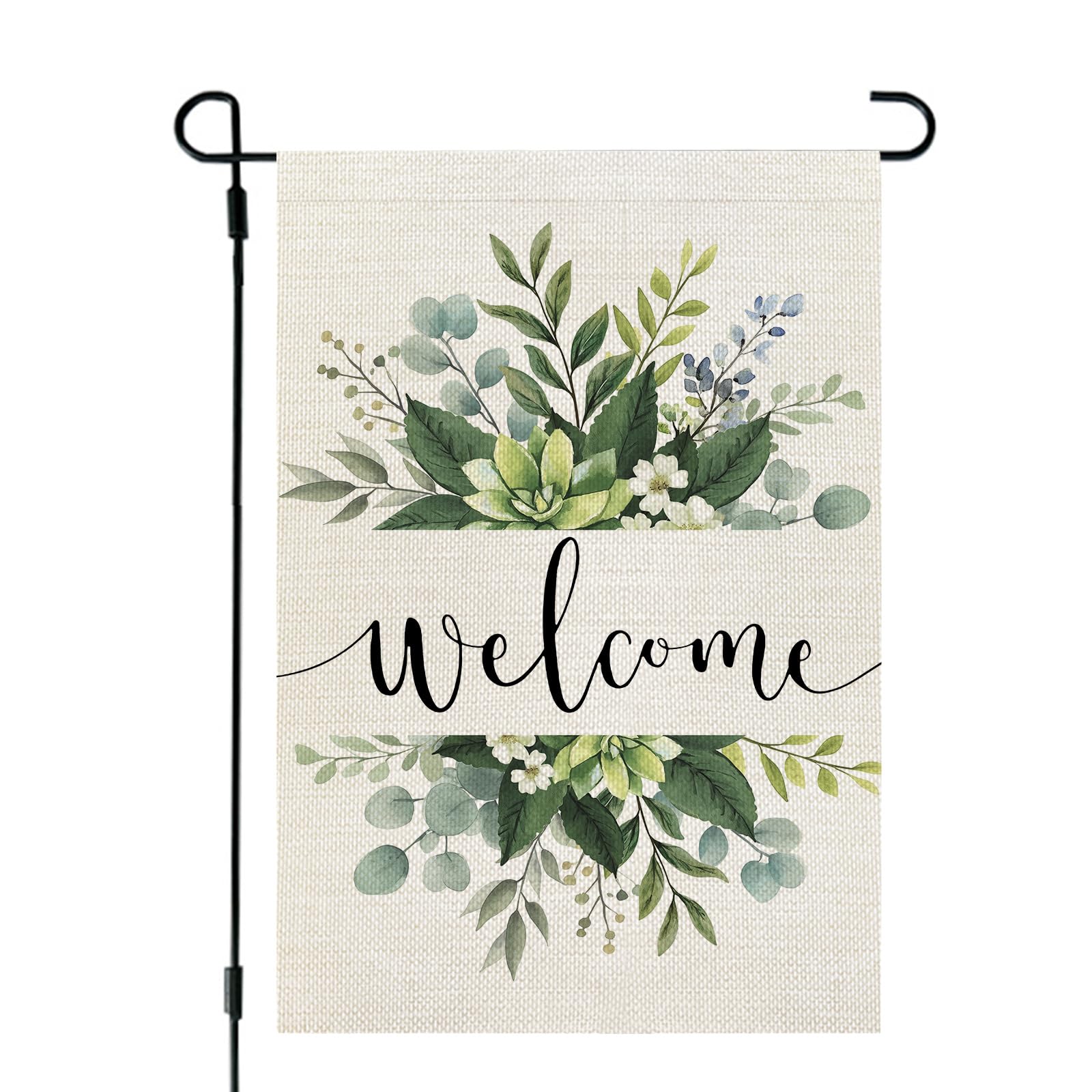 CROWNED BEAUTY spring floral welcome flag front view with vibrant colors greeting guests