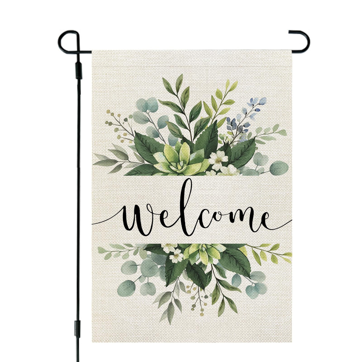 CROWNED BEAUTY spring floral welcome flag front view with vibrant colors greeting guests