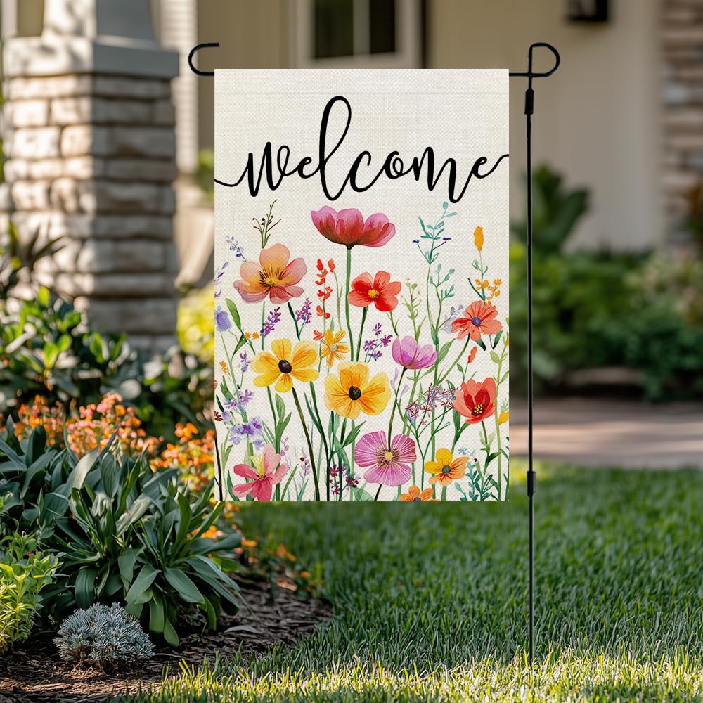 Crowned Beauty Spring Garden Flag, back view showing double-sided print for full visibility.