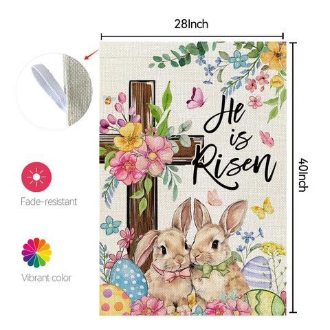 CROWNED BEAUTY Easter flag features UV-resistant polyester for lasting color.