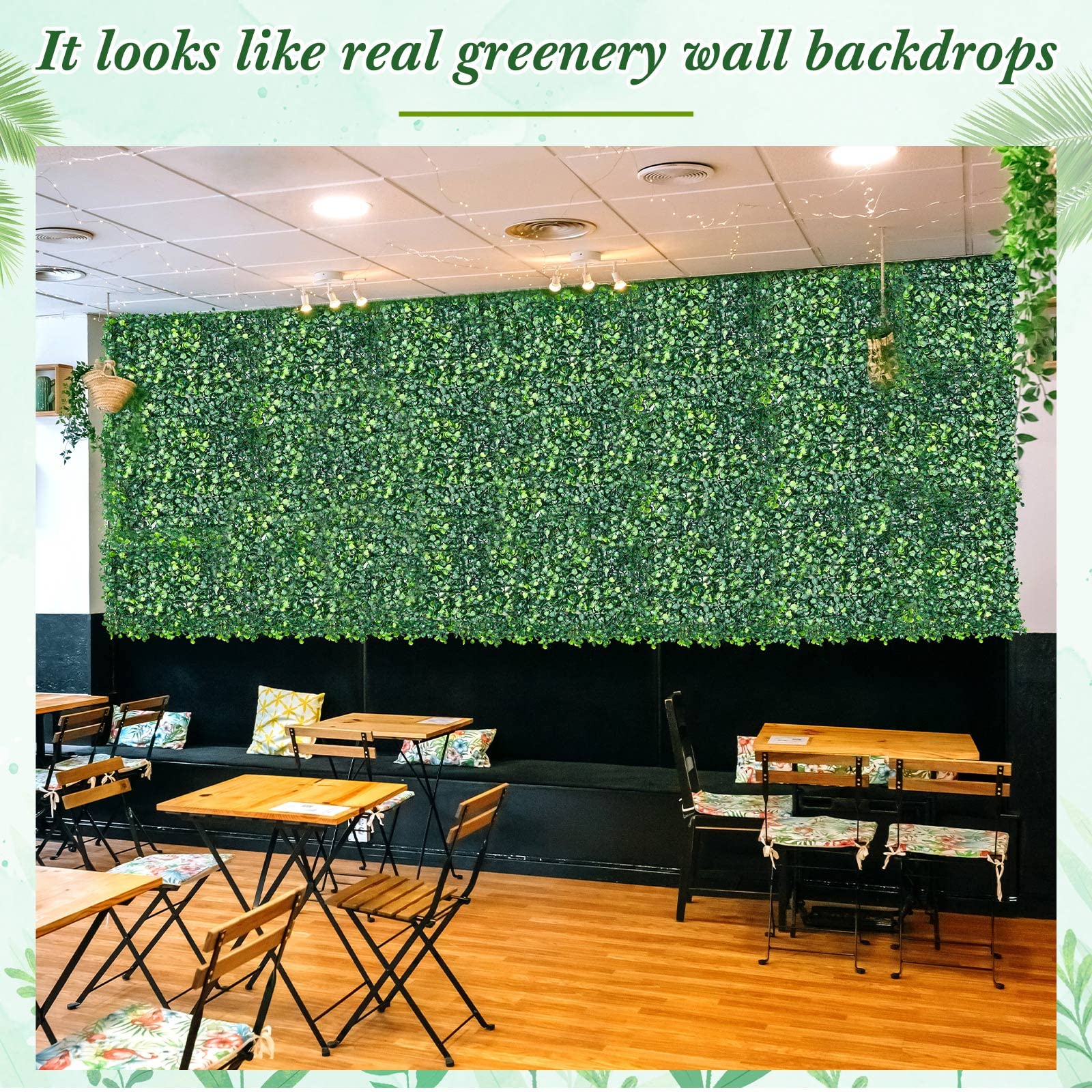 Crowye boxwood panels attached as a privacy screen on a fence