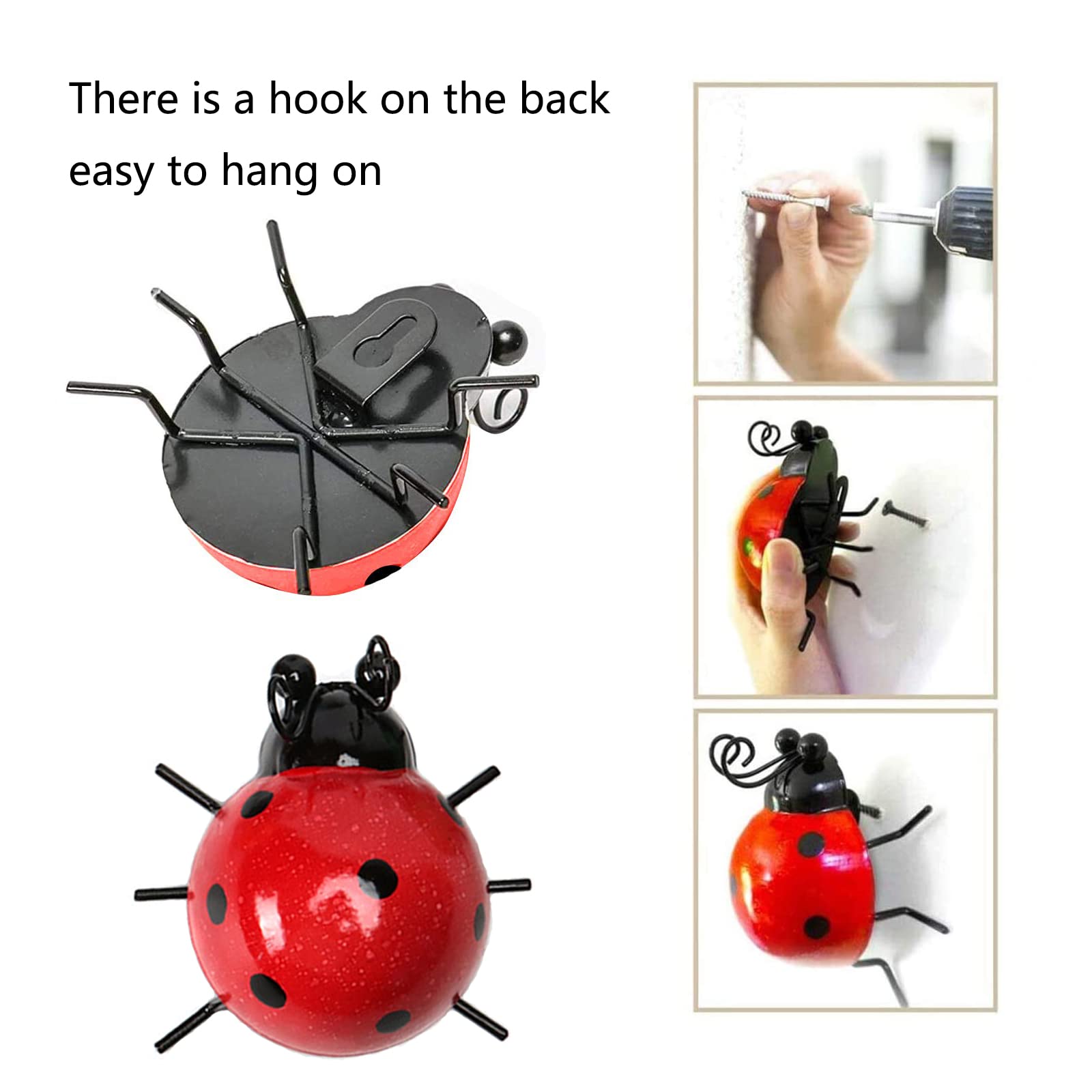 Cruis Cuka colorful hand-painted ladybug garden decor glows in sun