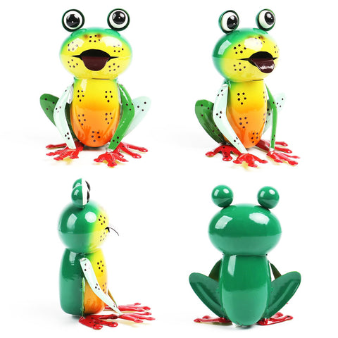 Cruis Cuka green frog on lawn demonstrates weather-friendly garden decor.