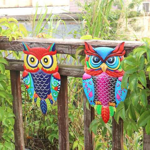 Cruis Cuka metal owl wall art patio decor, perfect for porches and balconies.