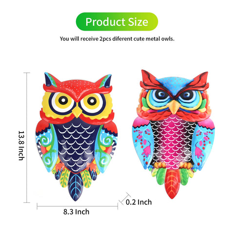 Cruis Cuka metal owl wall art yard decor, two-pack, enhances garden ambience.