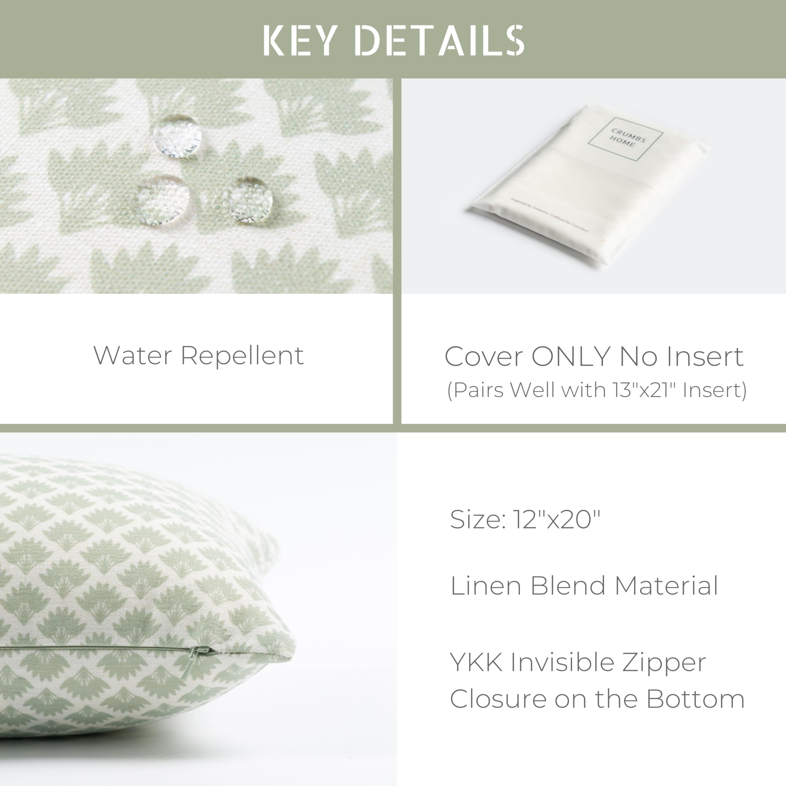 Crumbs Home linen-blend fabric offers soft texture with durable indoor-outdoor use.