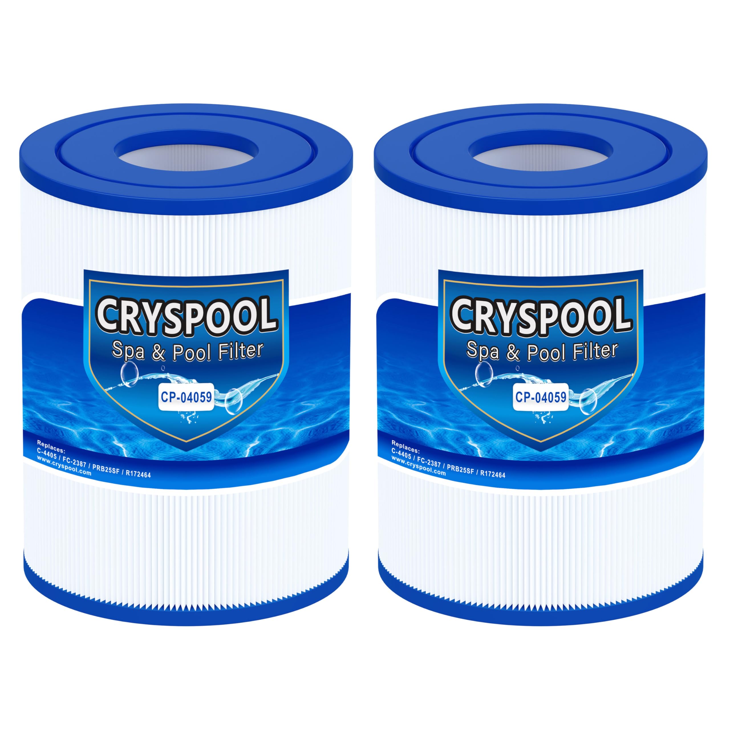 Cryspool 04059 filter pleats closeup enhances filtration and debris capture in spa systems.