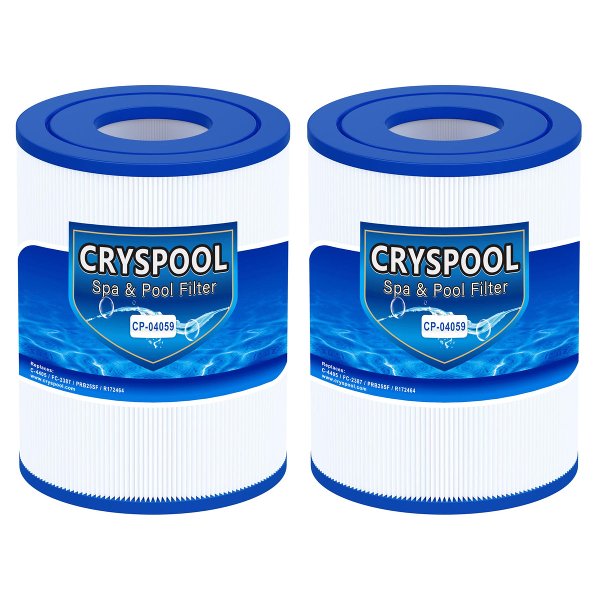 Cryspool 04059 filter pleats closeup enhances filtration and debris capture in spa systems.