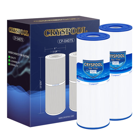 Cryspool 04075 filter side view showing compatibility with spa models