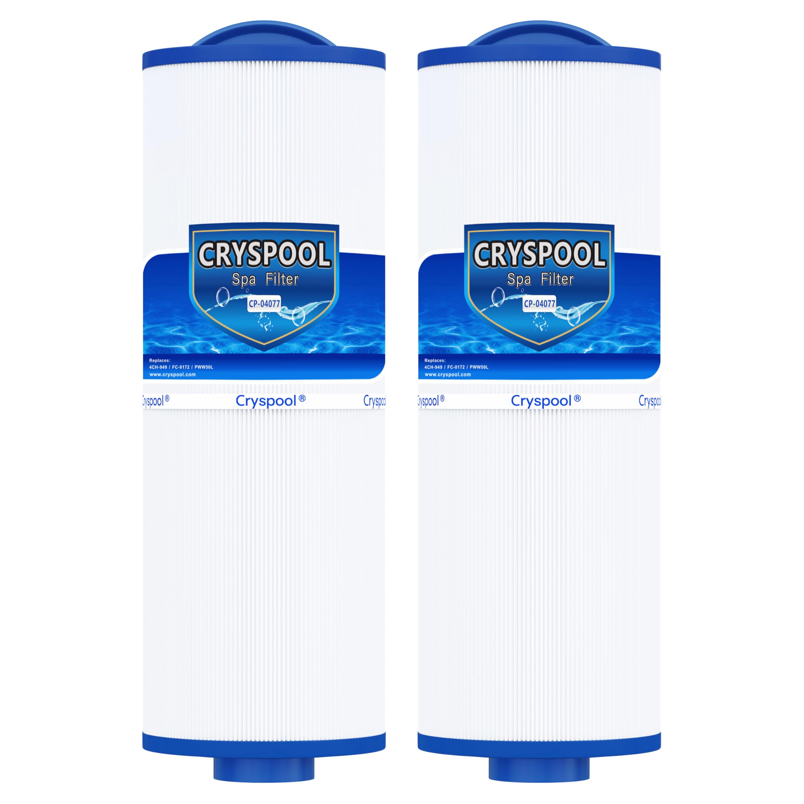 Cryspool 04077 two-pack in box shows convenient replacement for hot tubs.