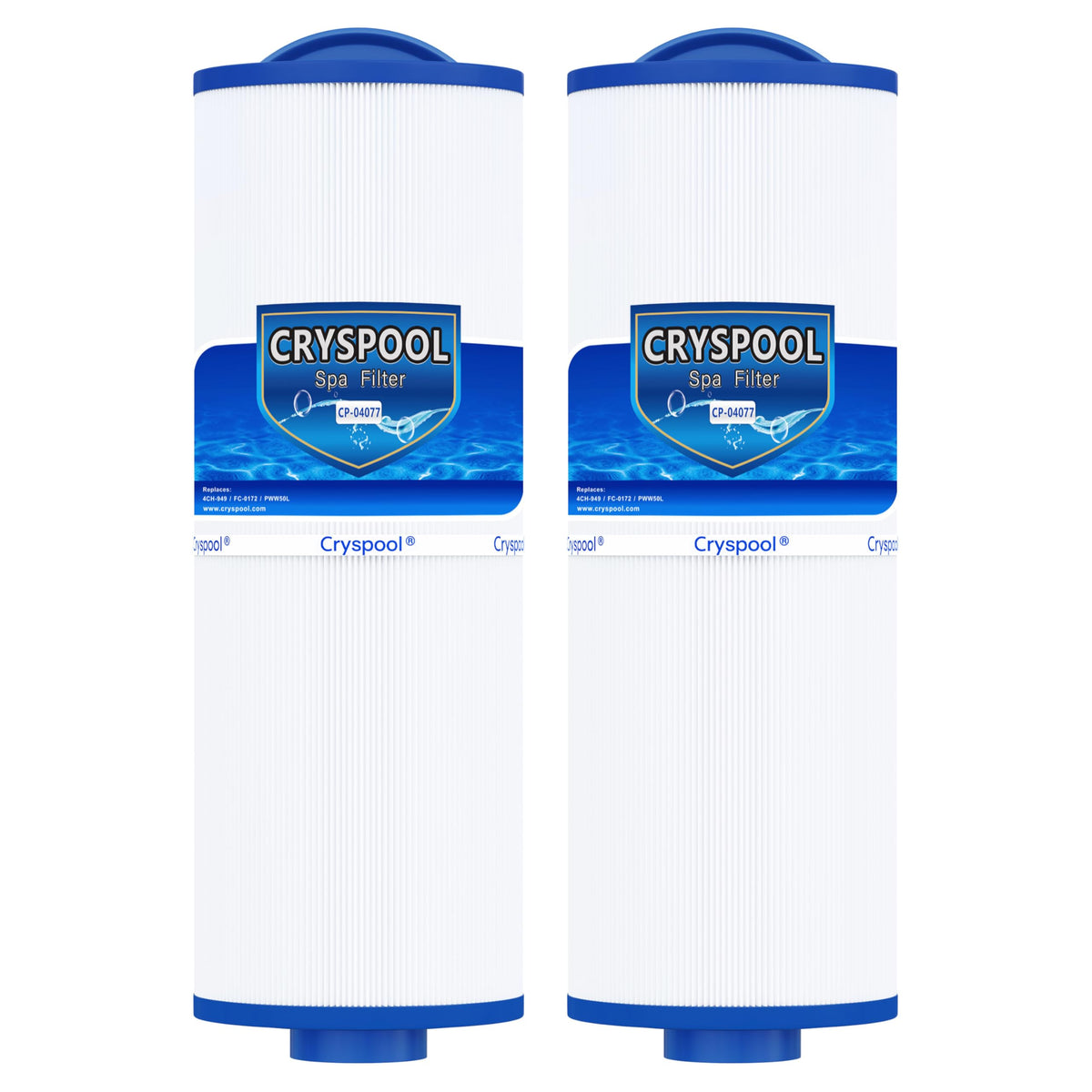 Cryspool 04077 two-pack in box shows convenient replacement for hot tubs.