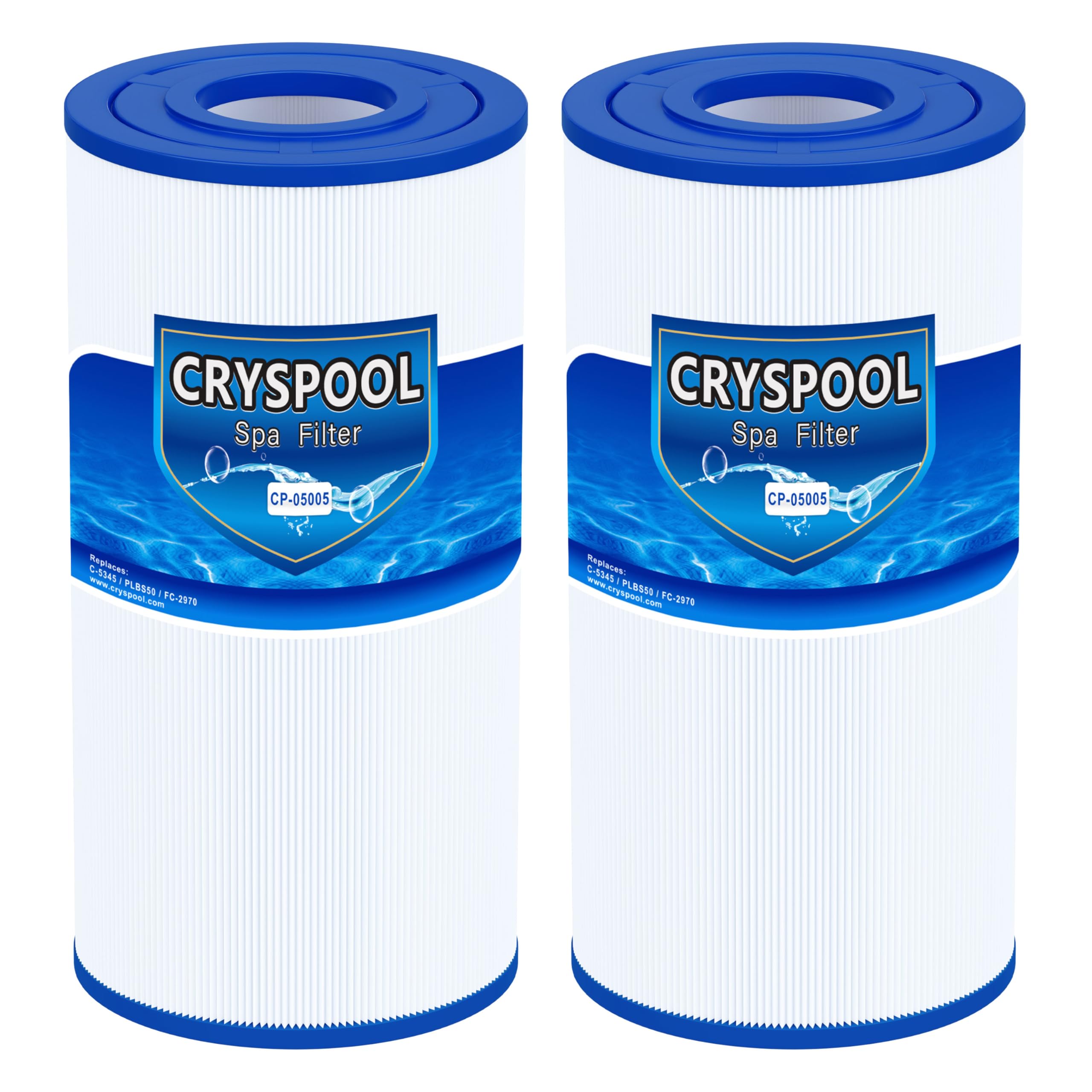 Cryspool 05005 filter installed on spa system with C-5345 compatibility for better water clarity.