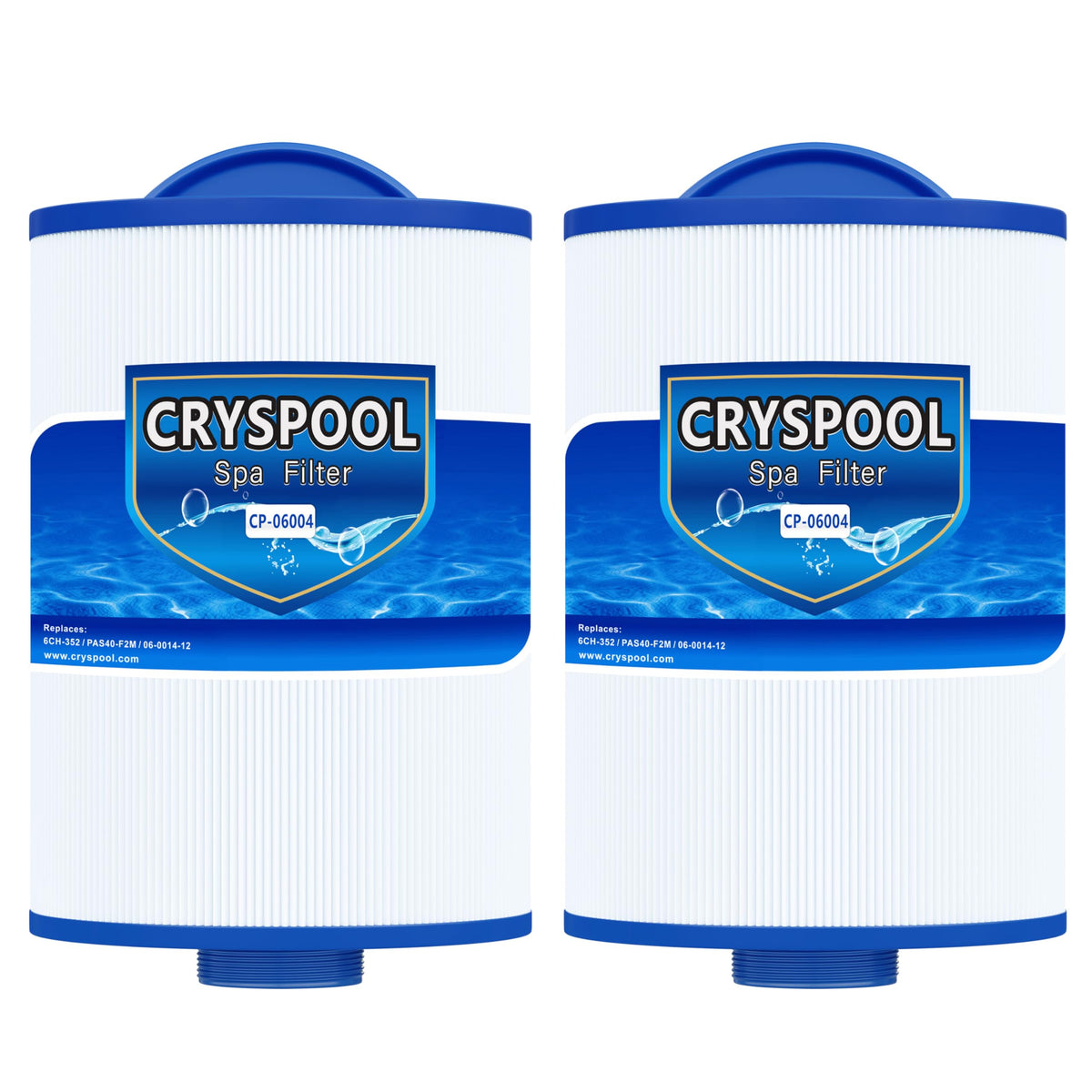 Cryspool 06004 filter close-up showing Artesian Spas compatibility and compact form.