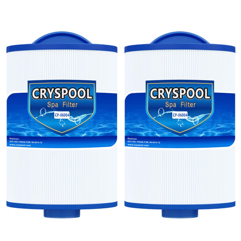 Cryspool 06004 filter close-up showing Artesian Spas compatibility and compact form.