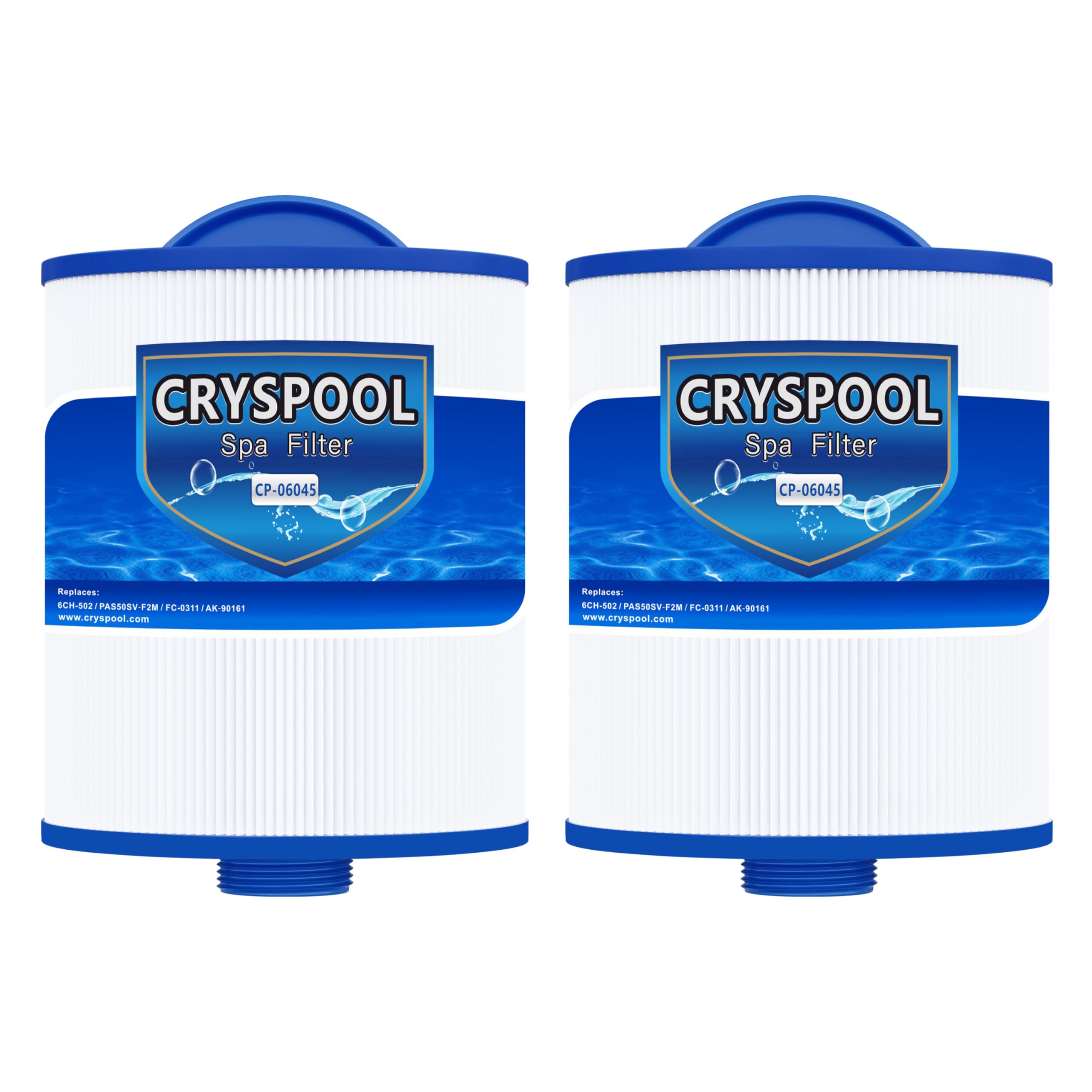 Cryspool 06045 filter front view, compact design for easy spa maintenance.