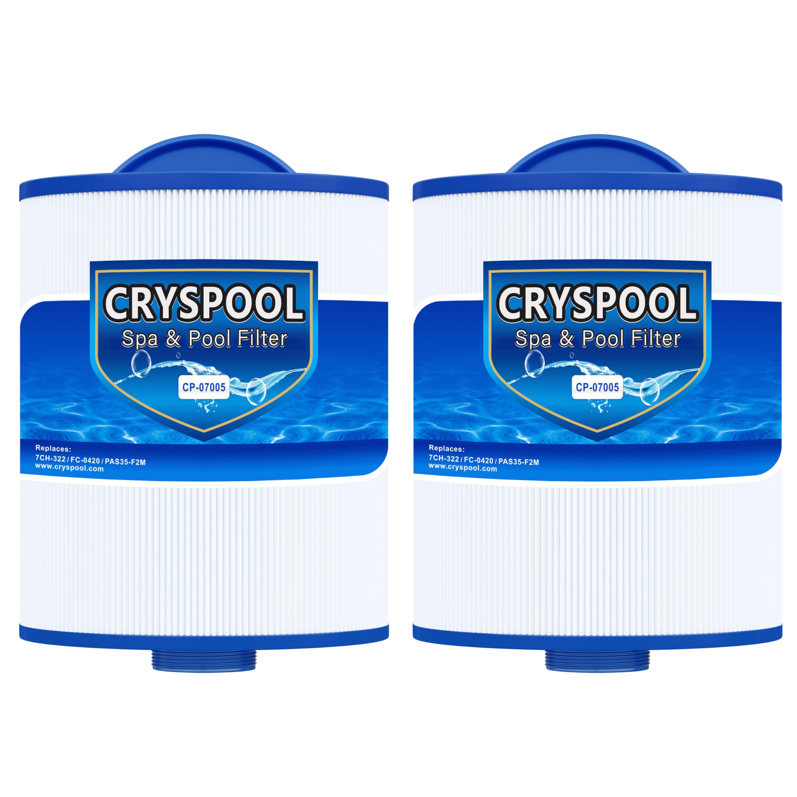 Cryspool 07005 filter top view shows compact spa filtration design.