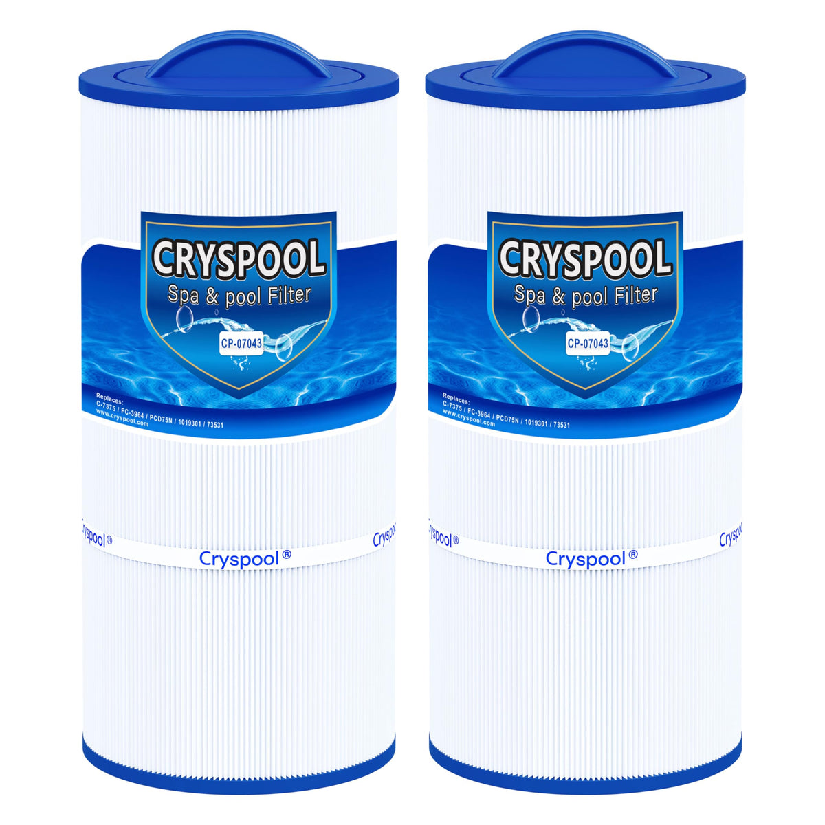 Cryspool 07043 filter compatible with Caldera spas showing 75 sq ft filtration