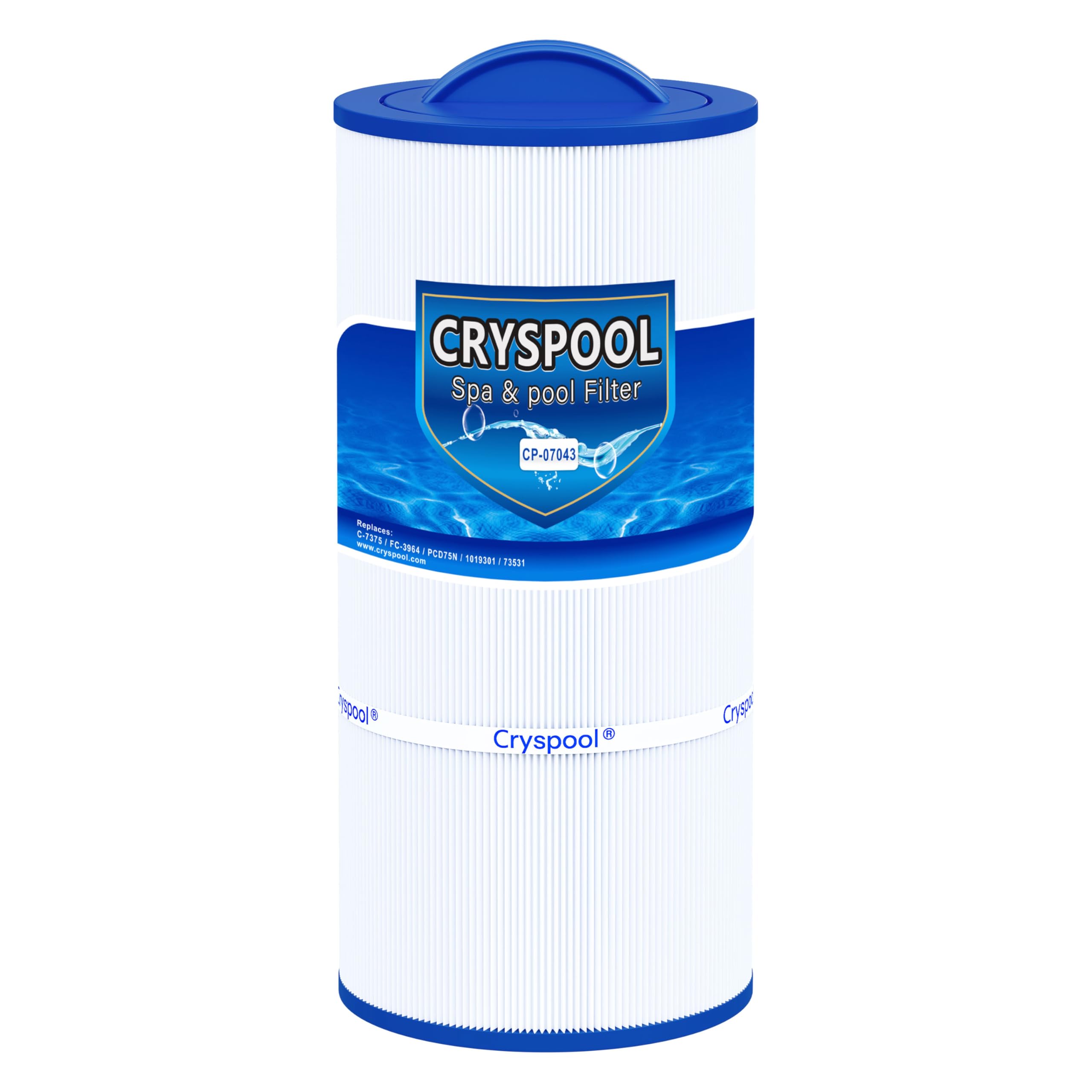 Cryspool 07043 filter front view for Caldera spa filtration.