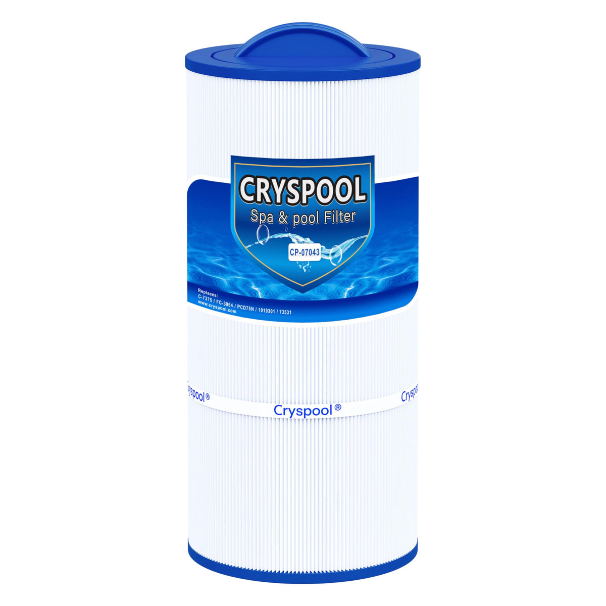 Cryspool 07043 filter front view for Caldera spa filtration.