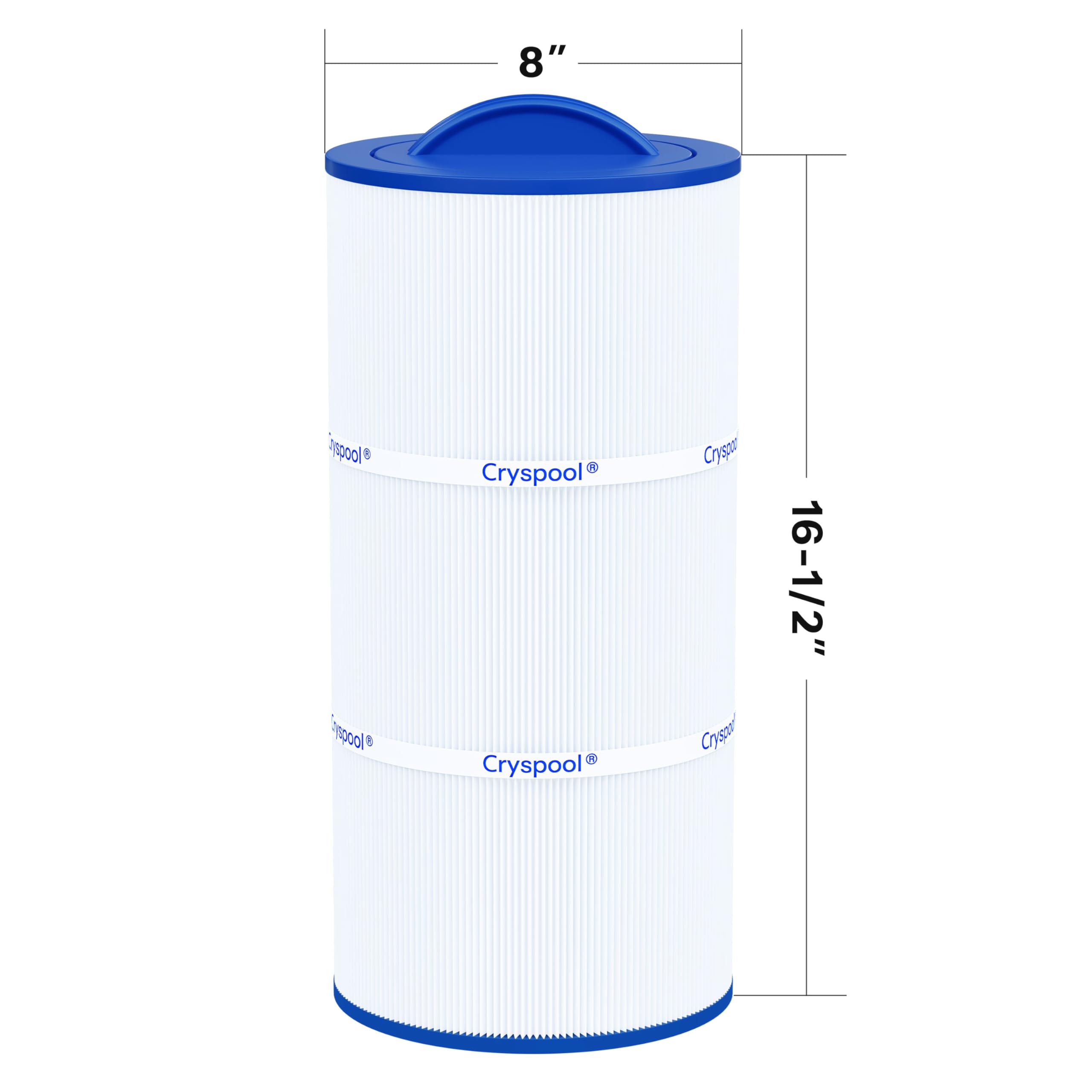 Cryspool 08010 filter outer dimension eight-inch for easy fit replacement.