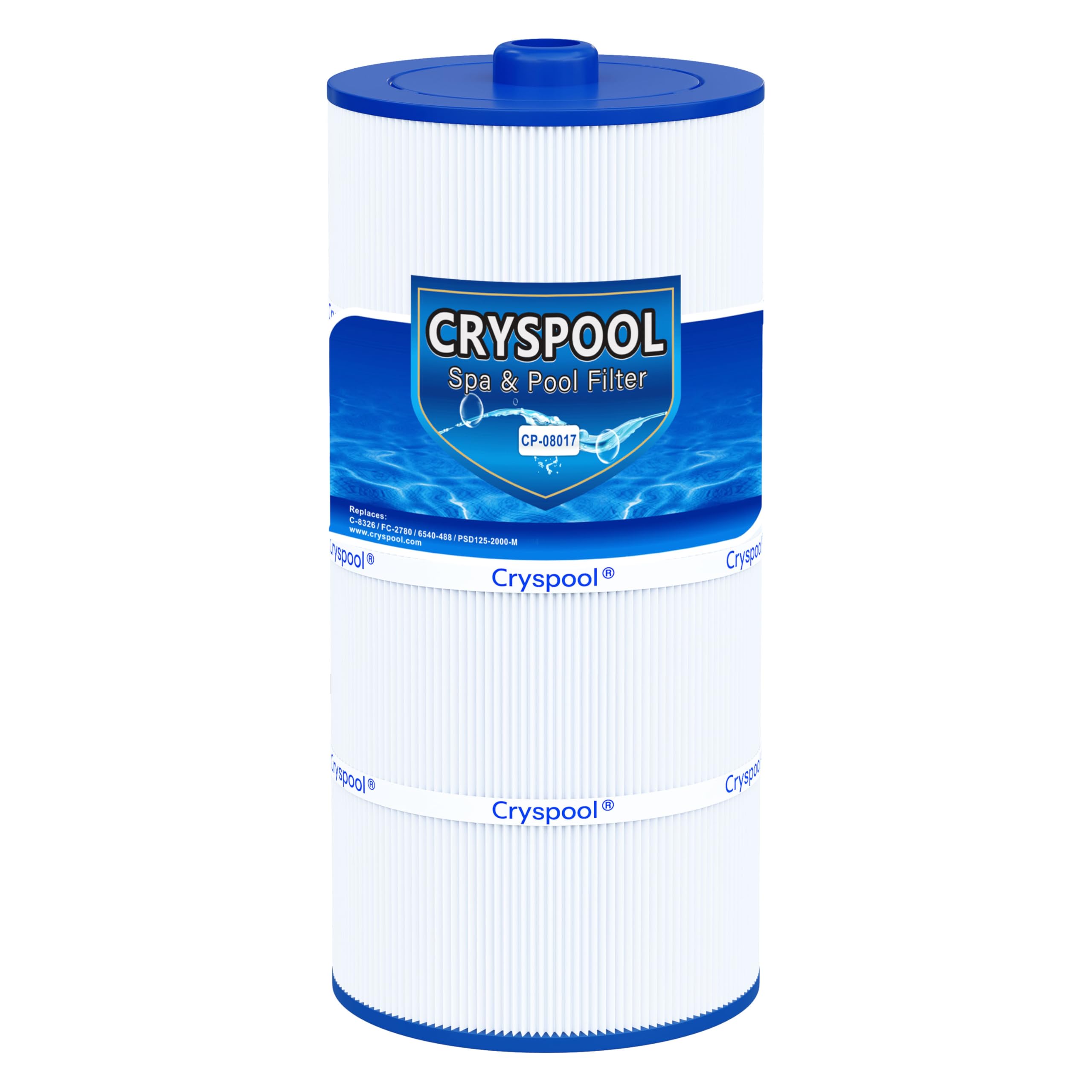 Cryspool 08017 filter top view highlights rugged construction for reliable spa filtration.