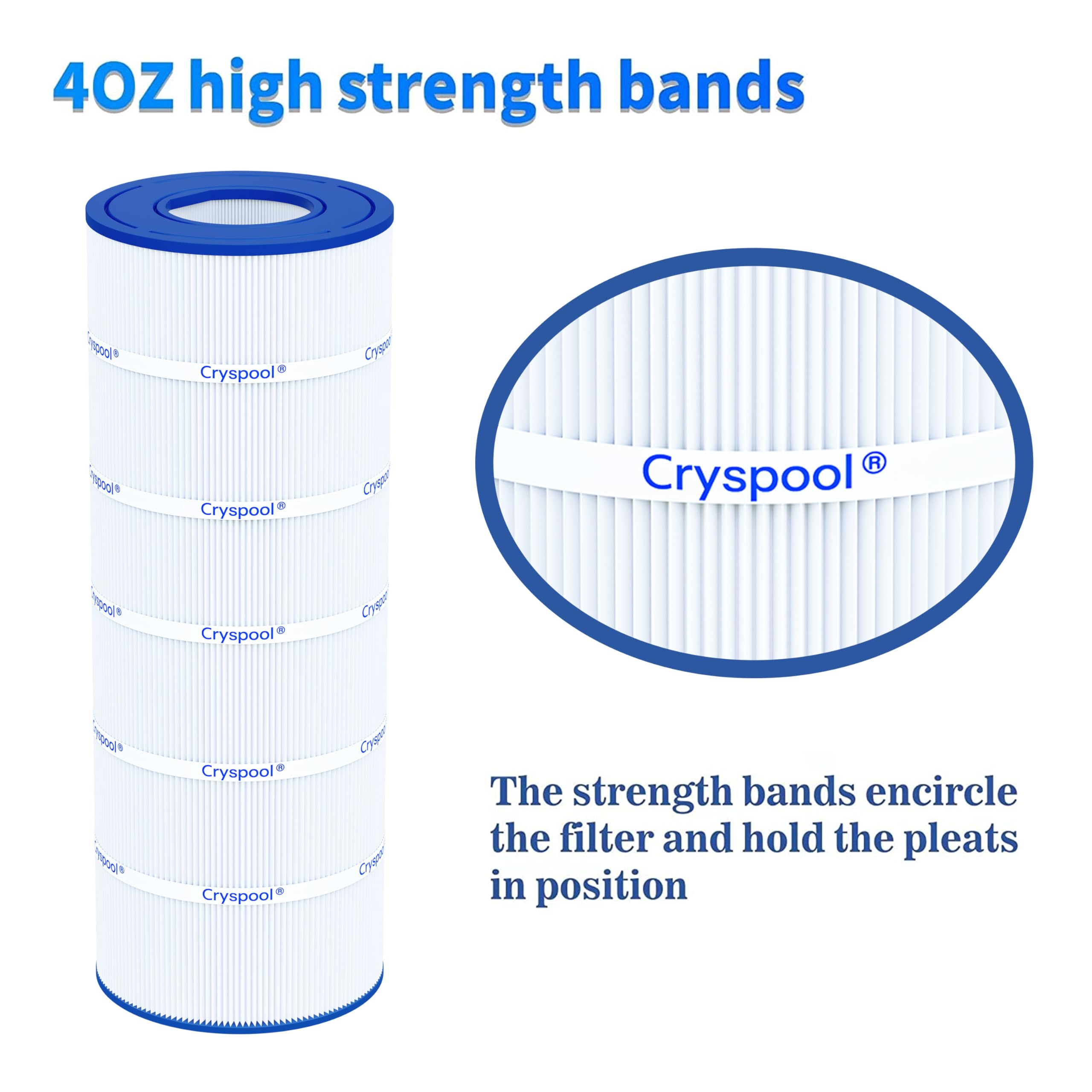 Cryspool 08032 filter robust ends and pleats for secure fit.